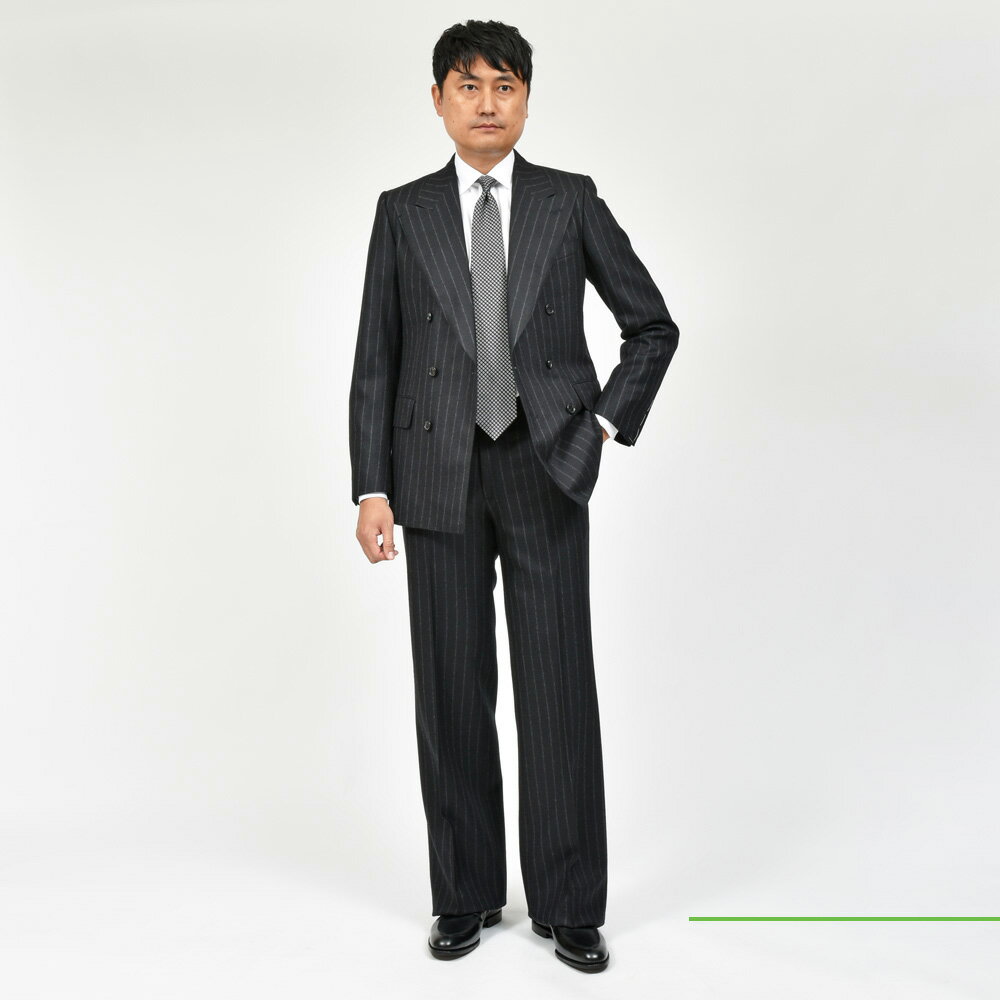 HUSBANDS（ハズバンズ）ウールフランネルチョークストライプ6B