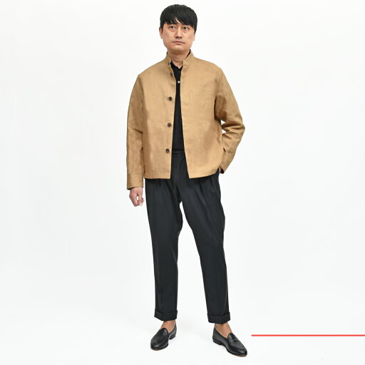 CARUSO(カルーゾ)OVERSHIRTオーバーシャツ アイリッシュリネンスタンドカラーショートジャケット MS21G 17051004025 PS3