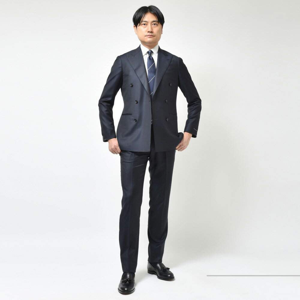 guji(グジ)SUPER150'sウールソリッド6B1プリーツダブルスーツ guji(グジ)SUPER150'sウールソリッド6B1プリーツダブルスーツ