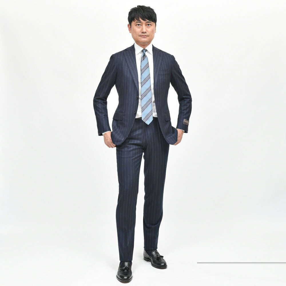 guji(グジ)ウールフランネルチョークストライプ3B1プリーツ guji(グジ)ウールフランネルチョークストライプ3B1プリーツ