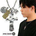 amp japan アンプジャパン 3AK-102N ラージ クロス ネックレス (チェーン付き) ペンダント メンズネックレス シルバー 十字架 マリア 重ね着け ジャラ付け レイヤード 鎚目 槌目 ブランド ヴィンテージ メンズ 男性 彼氏 夫 旦那 誕生日 記念日 プレゼント 人気 おしゃれ