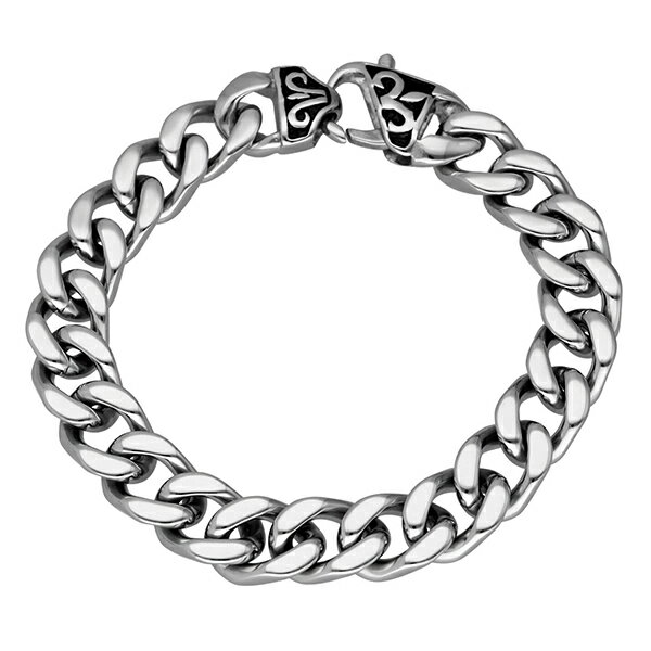 アラベスク ステンレス 喜平チェーン ブレスレット 23cm サージカルステンレス ステンレスブレスレット きへい チェーン 植物 極太 太め 太い 金属アレルギーフリー アクセサリー メンズ 男性 ステンレスアクセサリー シルバーブレスレット シルバーブレス 腕回り 手首 手元