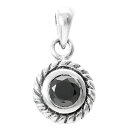 一粒 ブラックジルコニア シルバー ペンダントトップ チェーンなし シンプル ヘッド トップ シルバーアクセサリー ネックレス ペンダント サークル 丸 ロープ...