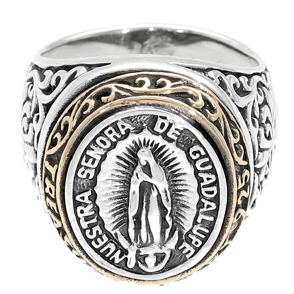 不思議のメダイ シルバーリング 17号 指輪 シルバー リング マリア 奇跡のメダイ フレア クロス 十字架 コイン 唐草 シルバー925 印台 ゴシック アクセサリー メンズ 男性 シルバーアクセサリー 銀 SV925 スターリングシルバー 銀指輪 メンズリング レディースリング