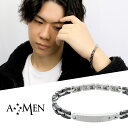 AMEN アメン ブラックダイヤモンド プレート ブラック ジョイント サージカルステンレス ブレスレット 19.5〜22cm ブランド ステンレス 大きいサイ...