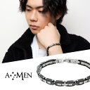 AMEN アメン メカニック ブラック ジョイント サージカルステンレス ブレスレット 19〜22cm ブランド ステンレス 大きいサイズ 中折れ式 中折金具 ...
