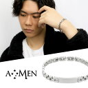AMEN アメン プレート ダイヤモンド メタルバンド サージカルステンレス ブレスレット 19〜21.5cm ブランド ステンレス 大きいサイズ 中折れ式 中...