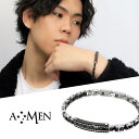 AMEN アメン ブラック スタッズ ジョイント サージカルステンレス ブレスレット 18.5〜21cm ブランド ステンレス 大きいサイズ カット ピラミッド...