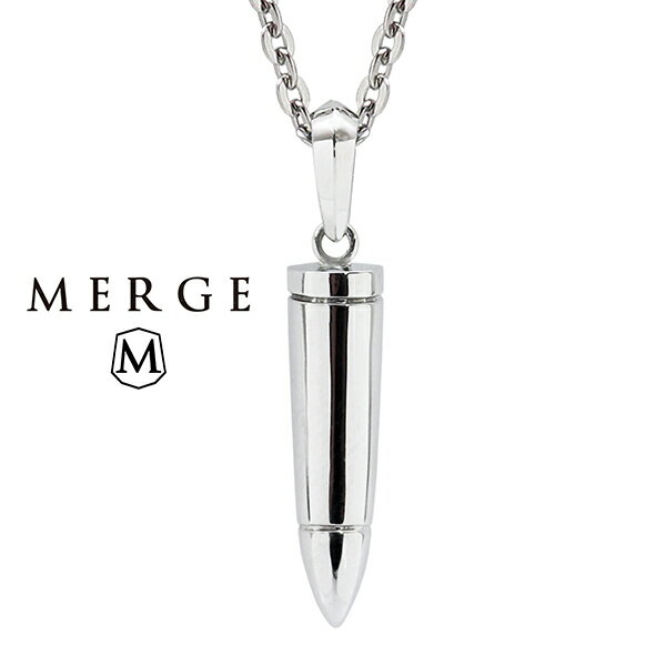 MERGE マージ ステンレス 弾丸 ネックレス チェーン付き ステンレスネックレス 金属アレルギーフリー ..