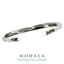 MOHALA モハラ ステンレス ハワイアンジュエリー スクロール ブルーダイヤモンド バングル メンズ ステンレスバングル 金属アレルギー 彫刻 波 植物 唐...