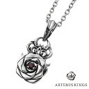 アルテミスキングス シルバーアクセサリー メンズ アルテミスキングス ARTEMISKINGS 薔薇 ペンダント AKP0128 シルバー925 シルバー チェーン付き ネックレス ペンダント ガーネット ローズ 花 メンズ メンズネックレス レディース レディースネックレス ブランド プレゼント お守り 人気