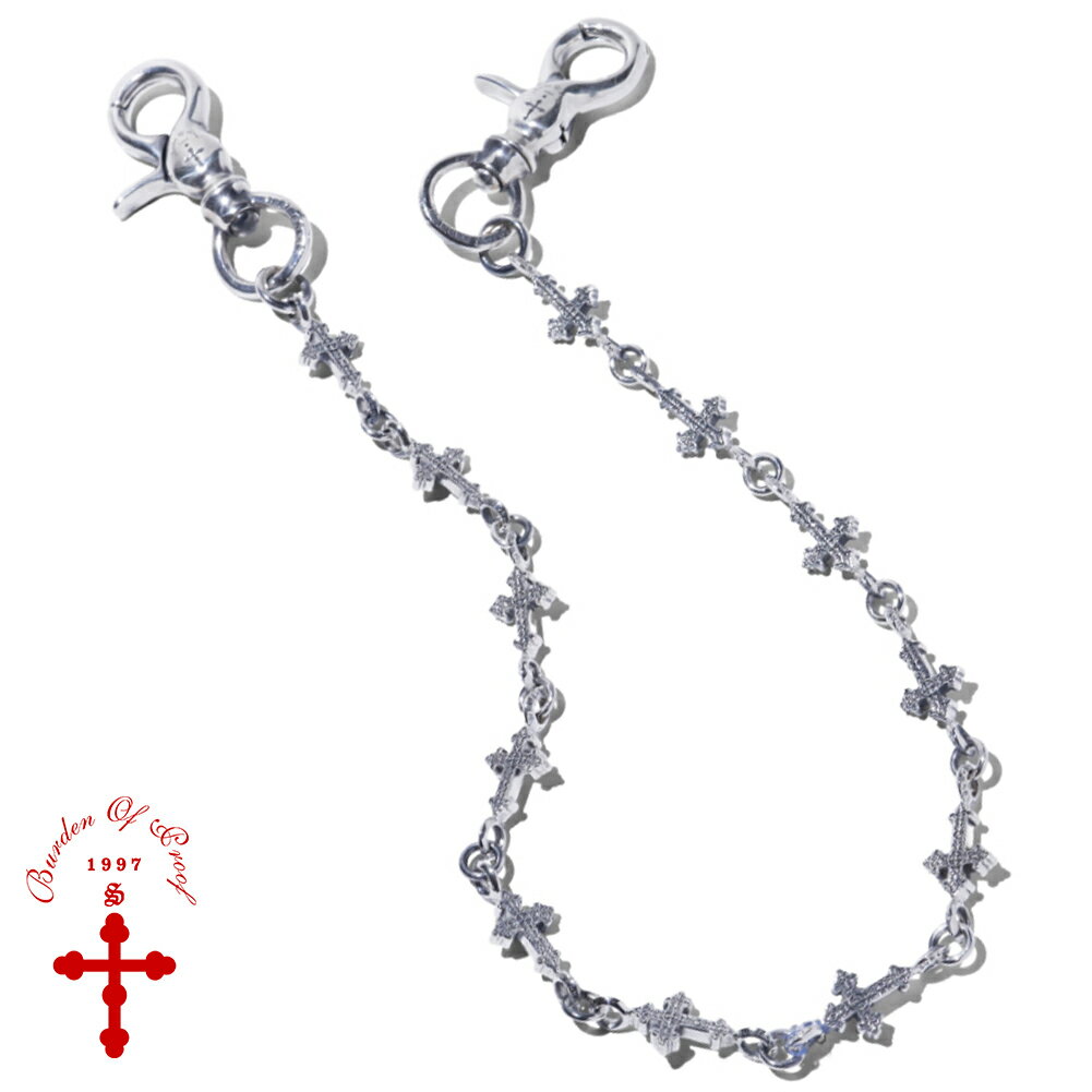 BURDEN OF PROOF グレイブ クロス ウォレットチェーン ダブル クリップ シルバー925 カラビナ パンツチェーン ズボンチェーン ウォレット チェーン 財布 フェイクウォレットチェーン メンズ 男性 彼氏 夫 旦那 クリスマス プレゼント 人気 おしゃれ 存在感 かっこいい