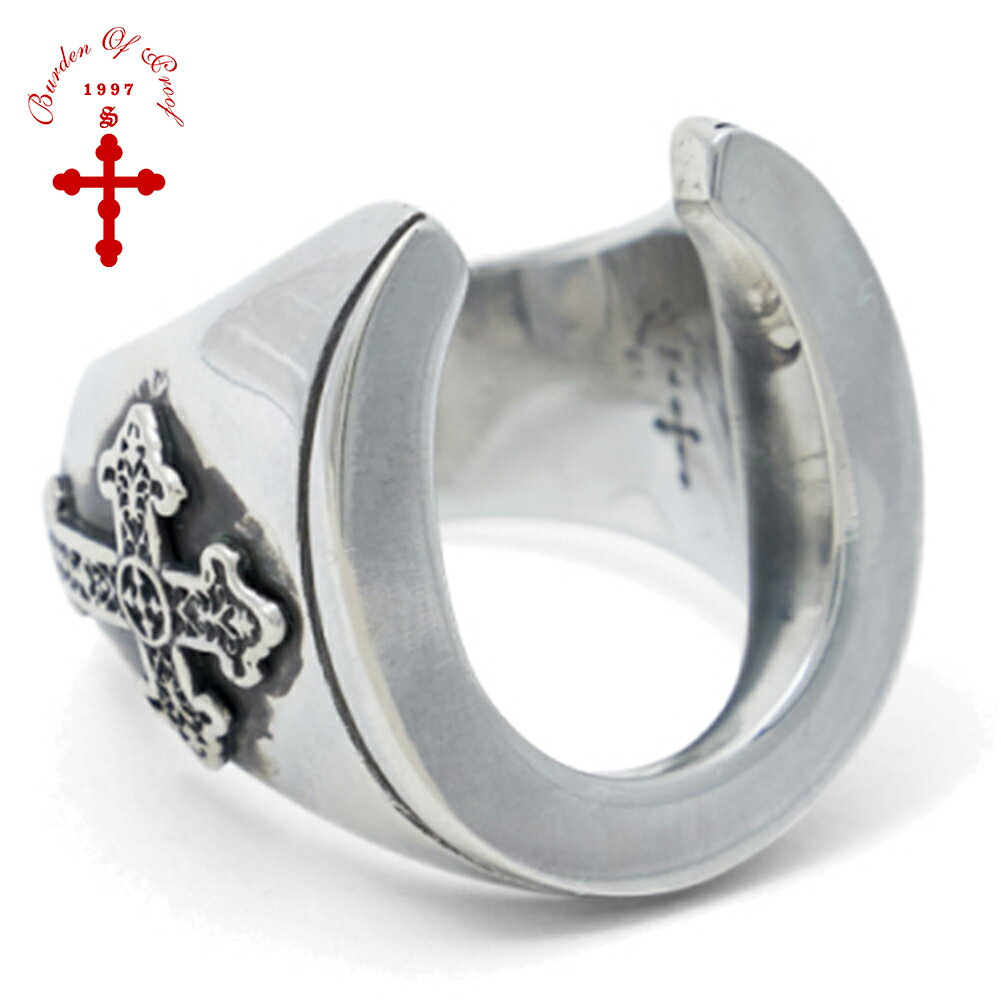BURDEN OF PROOF グレイブ ホースシュー リング SV925 指輪 15～23号 シルバー 925 馬蹄 蹄鉄 クロス 十字架 印台リング スタンプリング シールリング シルバーリング メンズ レディース 男性 女性 彼氏 彼女 誕生日 プレゼント 人気 おしゃれ きれい ゴシック アンティーク(4)