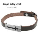 オープンクロス シルバー レザーブレスレット 16～19cm Royal Stag ZEST レザー ...