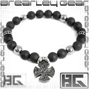 Brearley Gear ブラック クロス チャーム ツヤ消し オニキス サージカルステンレス ブレスレット ステンレスアクセサリー メンズ 男性用 金属アレ...