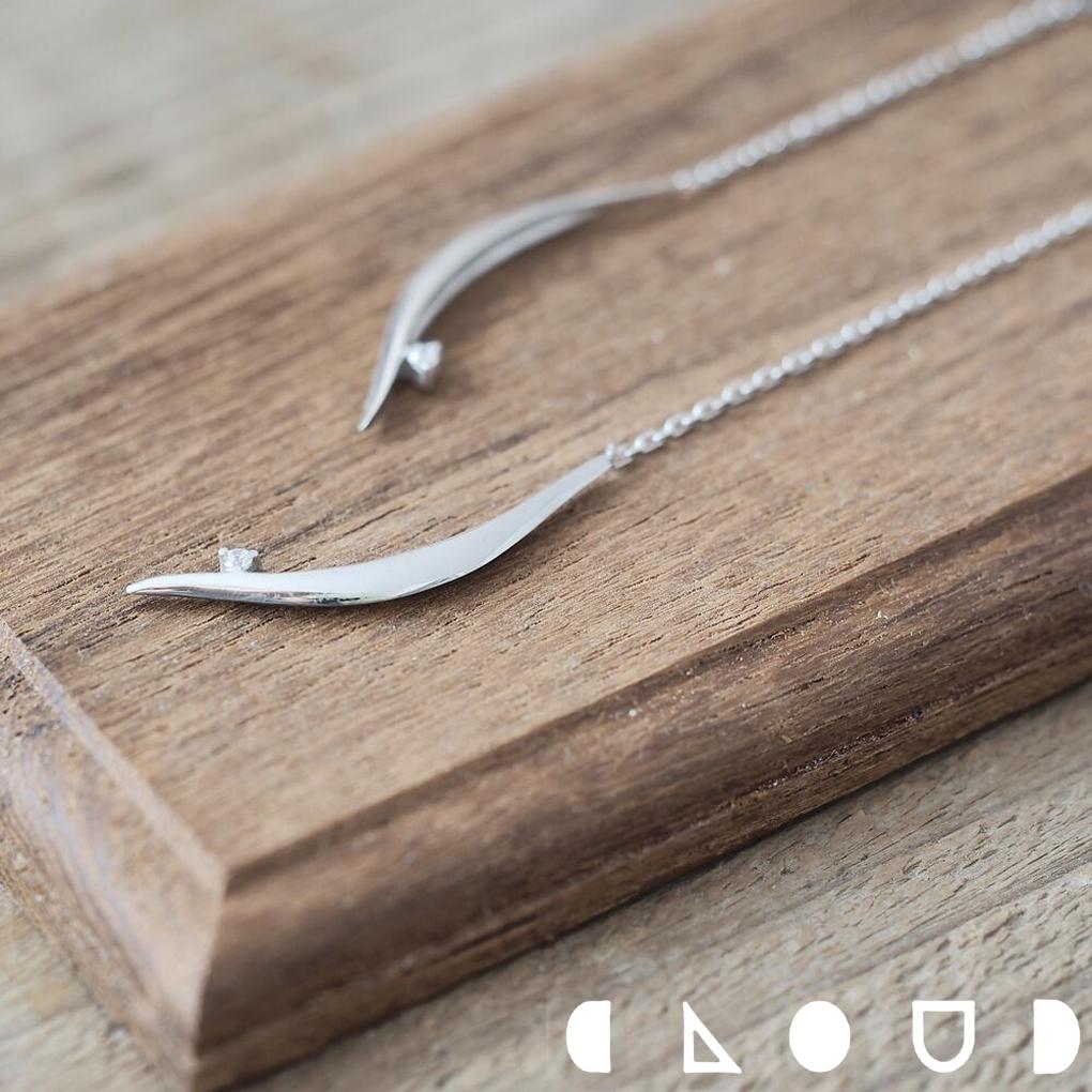 Cloud Jewely 二日月 チェーン ピアス シルバー925 クラウドジュエリー 月モチーフ ジュエリー ペンダント ジルコニア シルバー 長い チェーン...