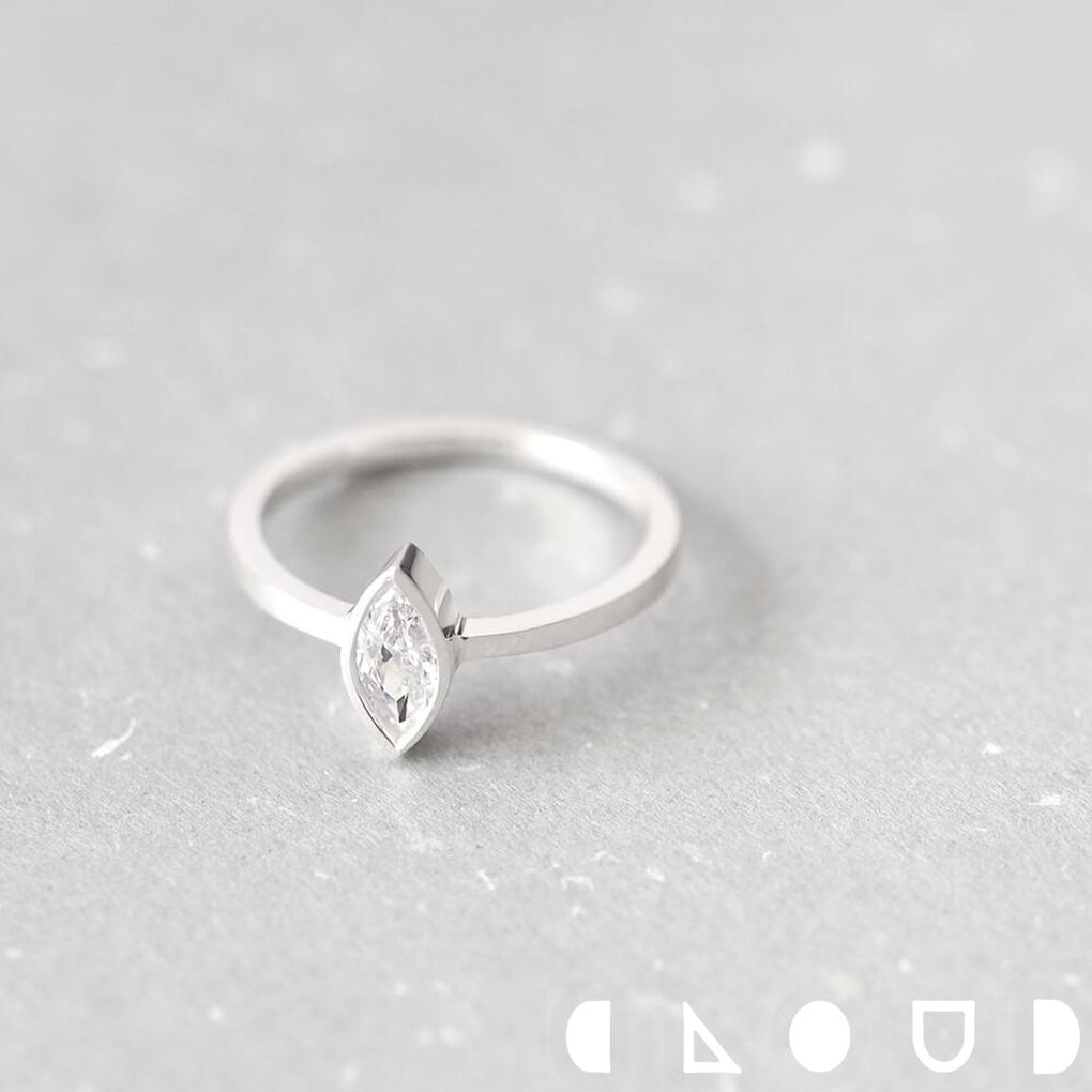 Cloud Jewely マーキス リング シルバー925 クラウドジュエリー シルバー 小ぶり 一粒リング ジルコニア ジュエリー マーキス リング シルエット ラグビーボール マーキスカット シャープ ラグビー 指輪 一粒 シルバー925