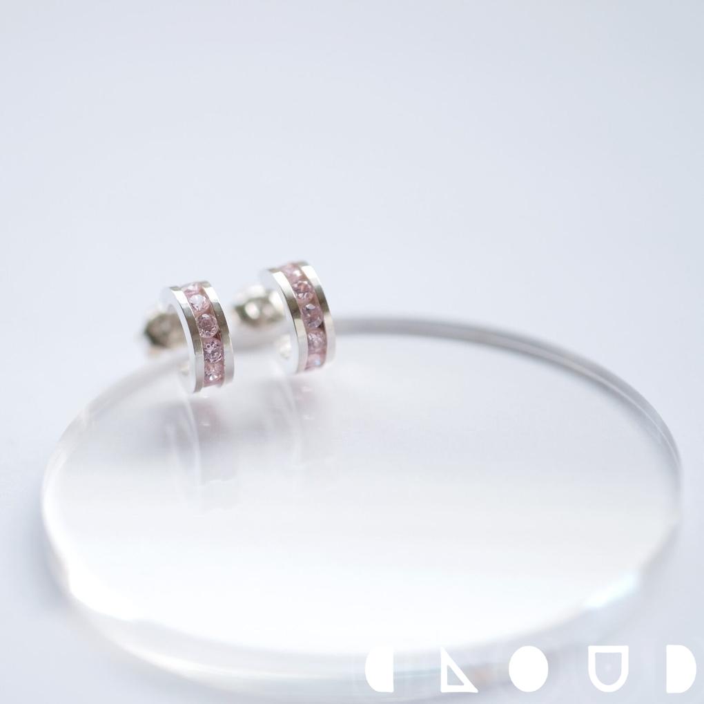 Cloud Jewely Mini ピンク石 フープ ピアス シルバー925 クラウドジュエリー シンプル 小粒 エメラルド シルバー フープピアス ジルコニア...