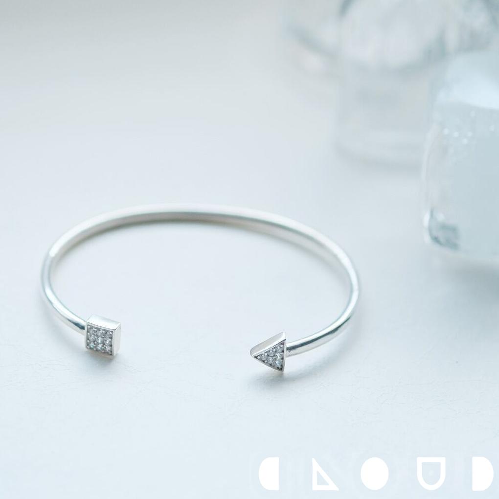 Cloud Jewely 三角 & 四角 バングル シルバー925 クラウドジュエリー バングル スリット ジルコニア 三角 四角 おしゃれ シルバー925 存...