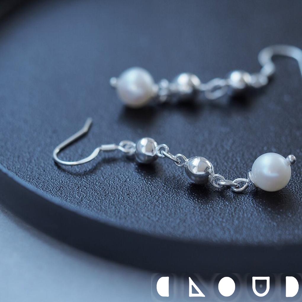 Cloud Jewely ボール 真珠 ピアス シルバー925 クラウドジュエリー シルバー925 ピアス 金具 パール 鏡面仕上げ ゆれる 小粒 シルバー ジ...