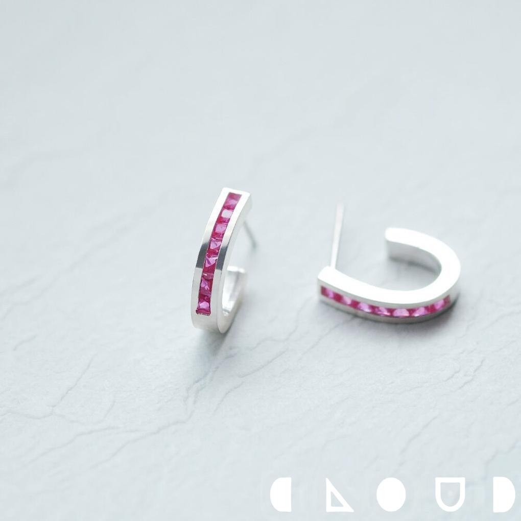 Cloud Jewely ルビー フープ ピアス シルバー925 クラウドジュエリー シルエット ジュエリー ピアス 存在感 シンプル 小粒 洗練 シルバー92...