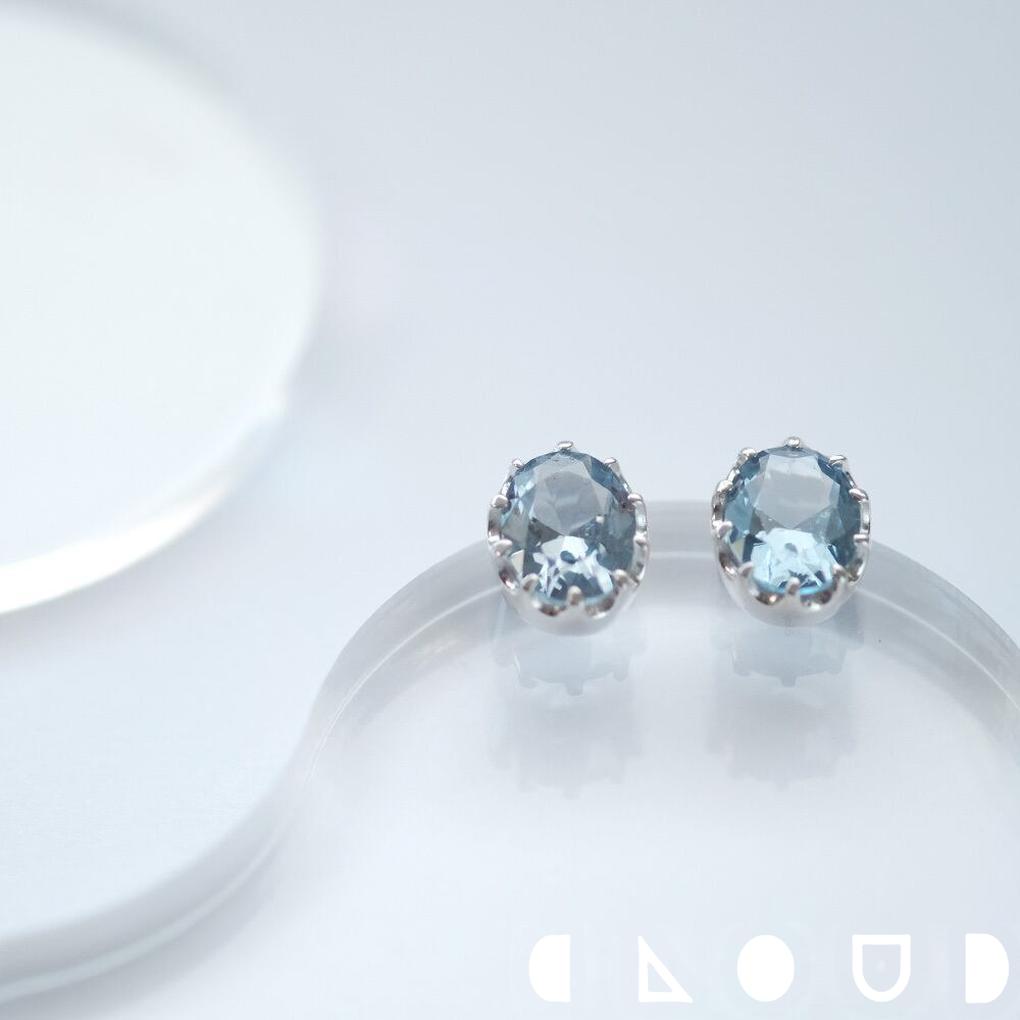 Cloud Jewely 大粒 アクアマリン ピアス イヤリング シルバー925 クラウドジュエリー シルバー 美しい ジュエリー 爪留 ブック マリン ポスト...
