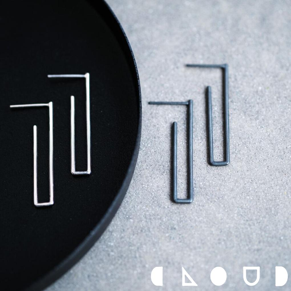 Cloud Jewely 2色 スクエア フープ ピアス シルバー925 クラウドジュエリー ホワイト フープピアス ミニマルなデザイン ピアス シルバー925...