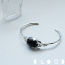 Cloud Jewlry オニキス バングル シルバー925 クラウドジュエリー バングル 大粒 ホワイト シルバー サイド 小粒 リーフ オニキス 爪留 ジュエリー 華やか クラウン 甲丸 内甲丸 心地 ジルコニア シルバー925 美しい