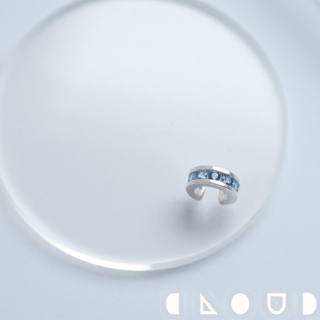 Cloud Jewely Mini アクアマリン イヤーカフ シルバー925 クラウドジュエリー レール留め レール おすすめ デイリー マリン シルバー925...
