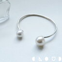 Cloud Jewlry ダブル パール バングル シルバー925 クラウドジュエリー ミニマルなデザイン パール シルバー ブレスレット シルバー925 リング 重ね付け ジュエリー ダブル バングル ボックス付