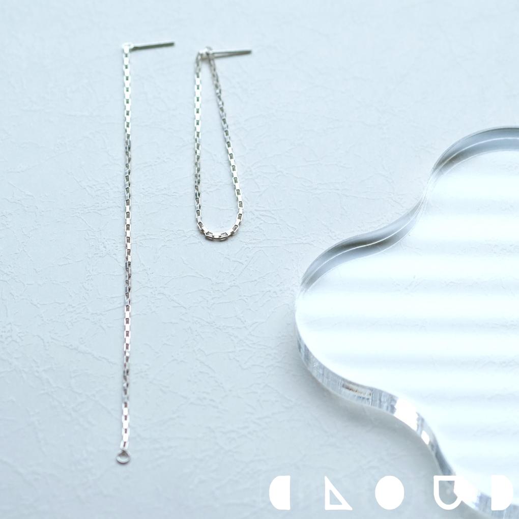 Cloud Jewely 2way ロング チェーン ピアス シルバー925 クラウドジュエリー 四角 リング 送料無料 シルバー シルエット チェーン チェー...