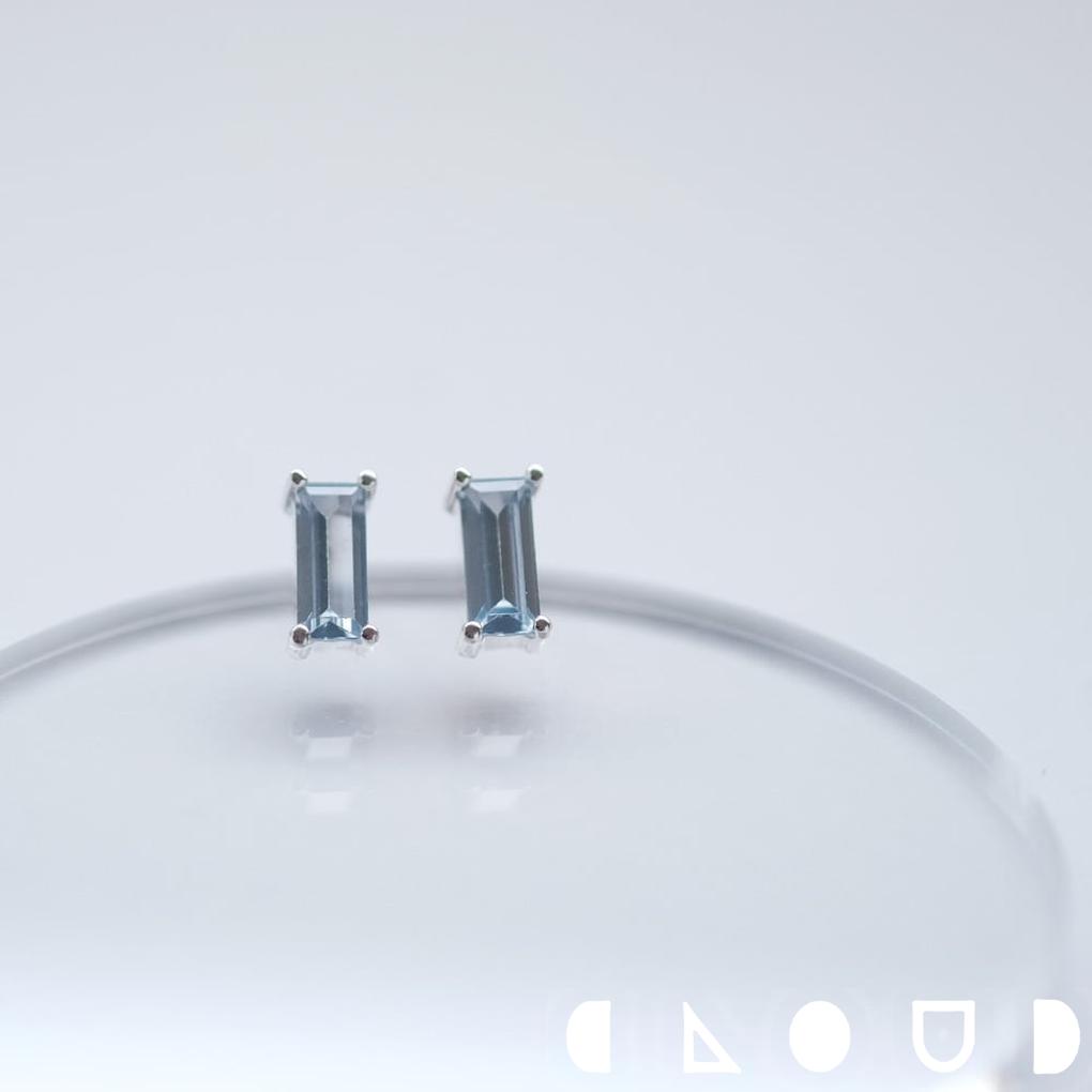 Cloud Jewely ミニ アクアマリン スクエア ピアス イヤリング シルバー925 クラウドジュエリー シルバー シルバー925 ジュエリー ポストタイ...