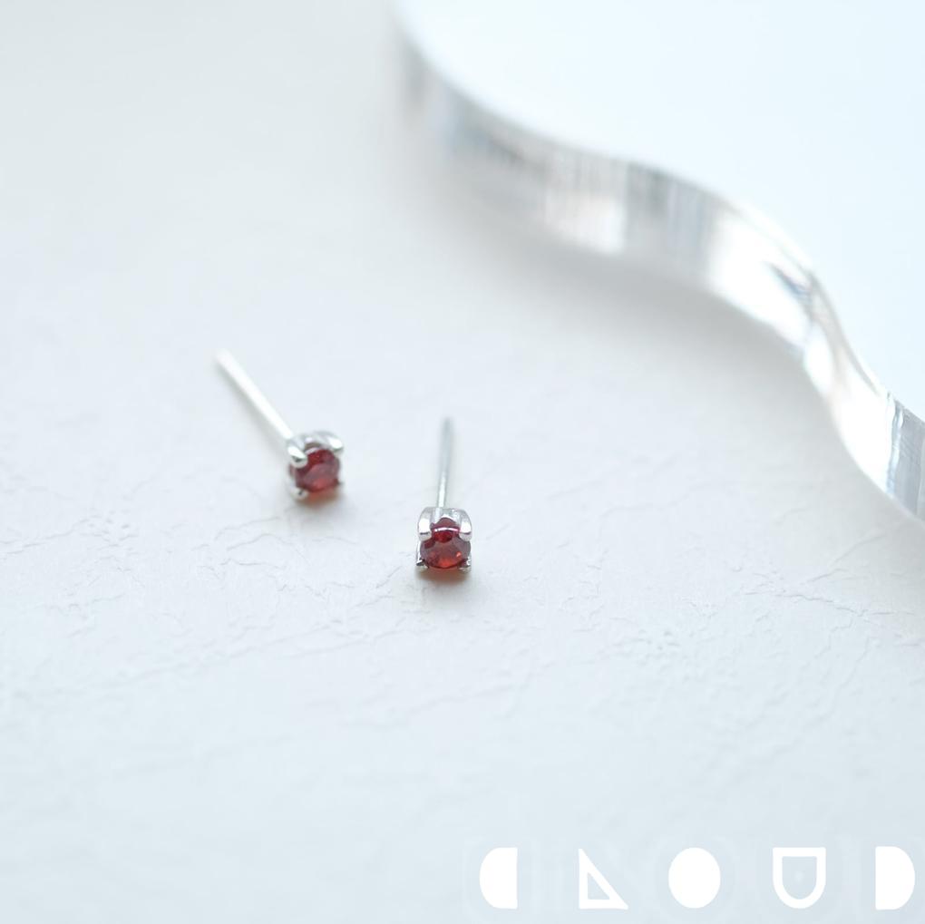 Cloud Jewely 一粒 ガーネット ピアス イヤリング シルバー925 クラウドジュエリー 小粒 エメラルド ピアス ガーネットピアス 一粒 華やか イ...