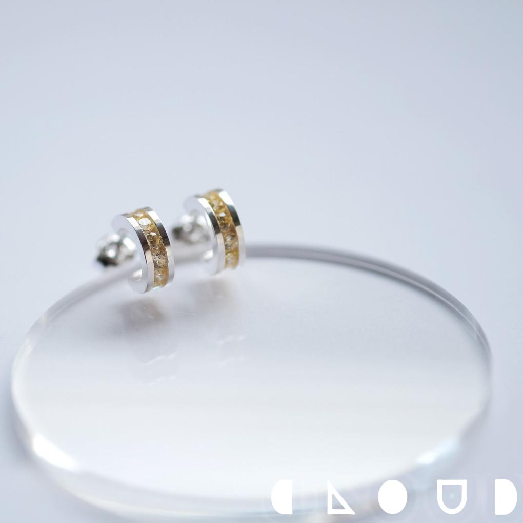 Cloud Jewely Mini シトリン フープ ピアス シルバー925 クラウドジュエリー レール レール留め 小粒 ピアス シルバー シンプル シルバー...