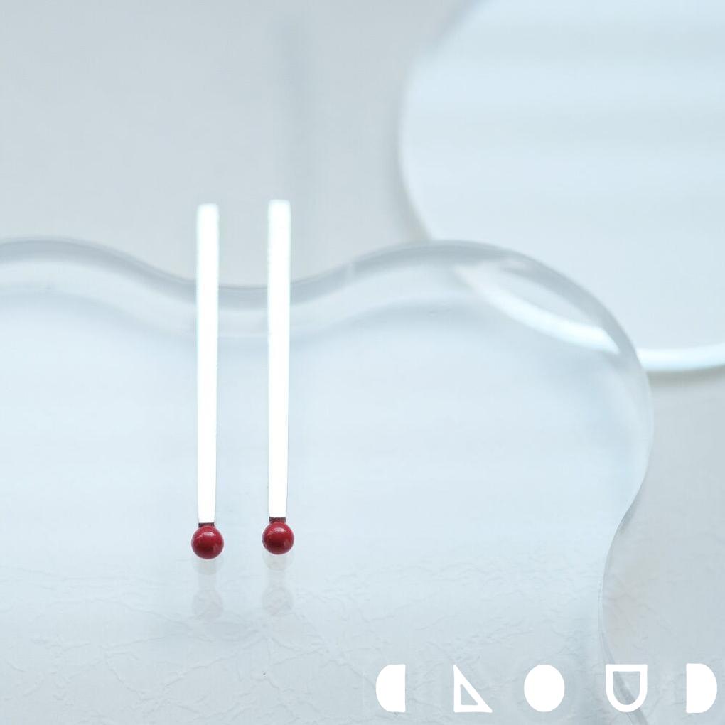 Cloud Jewely 赤珊瑚 マッチ ピアス シルバー925 クラウドジュエリー スティックピアス 珊瑚 遊び心 ピアス シルバー シンプル スティック ジ...