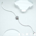 Cloud Jewlry ピンク フラワー ブレスレット シルバー925 クラウドジュエリー ブラック アクセント セント 小粒 普段使い ブレスレット ピンク フラワー ブラックサファイア さりげない シルバー チェーン ファイア ジュエリー サファイア シルバー925 ジルコニア