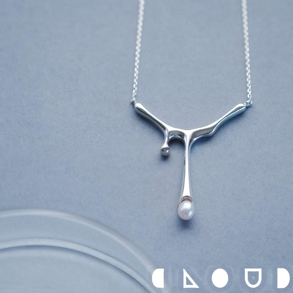 Cloud Jewely メルティング パール 両吊り ネックレス シルバー925 クラウドジュエリー チェーン 淡水..