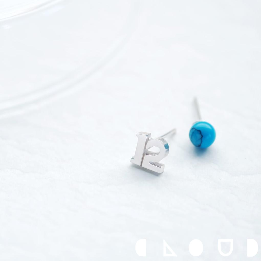 Cloud Jewely 数字&12月 誕生石 ターコイズ ピアス シルバー925 クラウドジュエリー トルコ石 存在感 スタッド 誕生石 おしゃれ 小粒 シル...