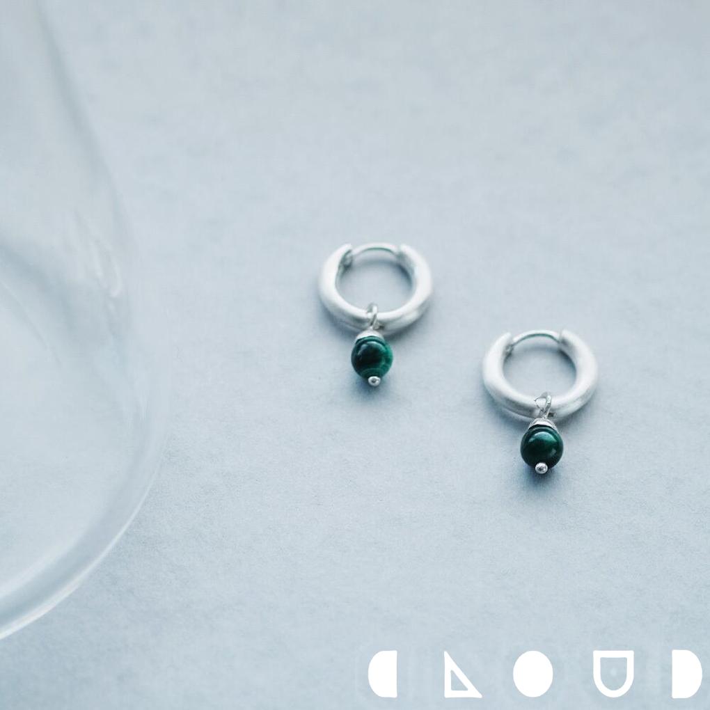 Cloud Jewely 2way マラカイト チャーム付 中折れ式 フープ ピアス シルバー925 クラウドジュエリー 中折れ式 中折れ フープピアス 天然 ...