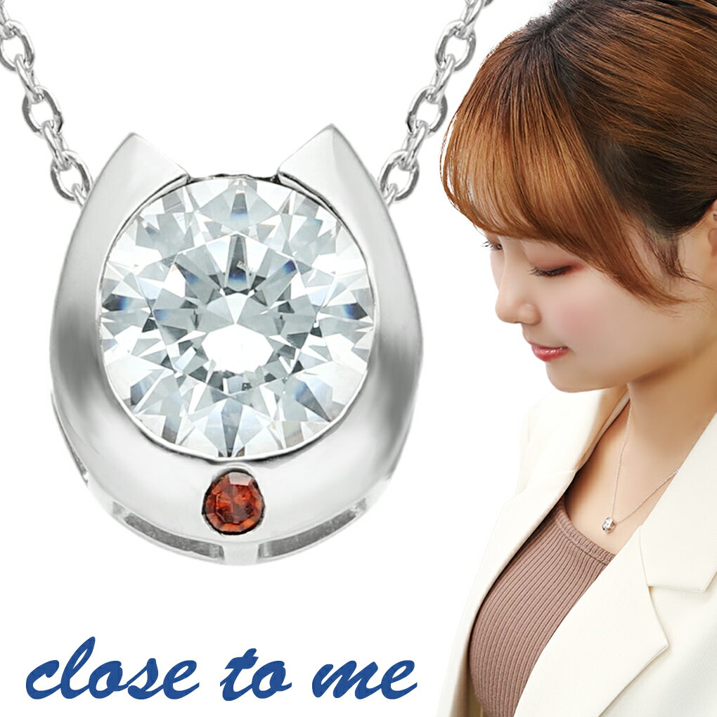 レッド ダイヤモンド ホースシュー 馬蹄 ネックレス シルバー 925 close to me ペンダント ダイヤモンドネックレス スワロフスキー ジルコニア シンプル レディース 女性 彼女 ブランド クリスマス プレゼント ギフト 人気 おしゃれ きれい さりげない 大人 可愛い