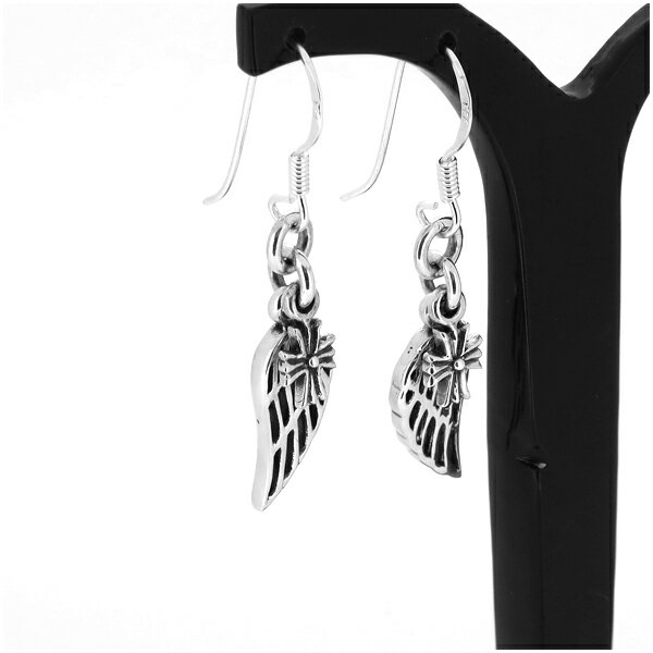 ウイング フックピアス 2P 両耳用 羽根 翼 クロス フレア ピアス イヤリング シルバー925 銀 シルバーアクセサリー メンズ レディース 男性 女性 アクセサリー ギフト プレゼント おしゃれ