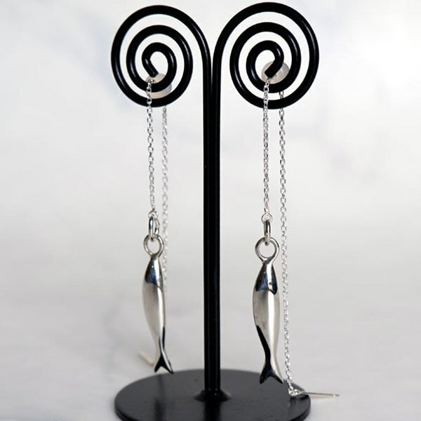 Give Me a Wing おさかな ピアス チェーン 付き 2P 両耳用 レディース シルバー シルバー925 魚 さかな アクセサリー シルバーピアス ア...