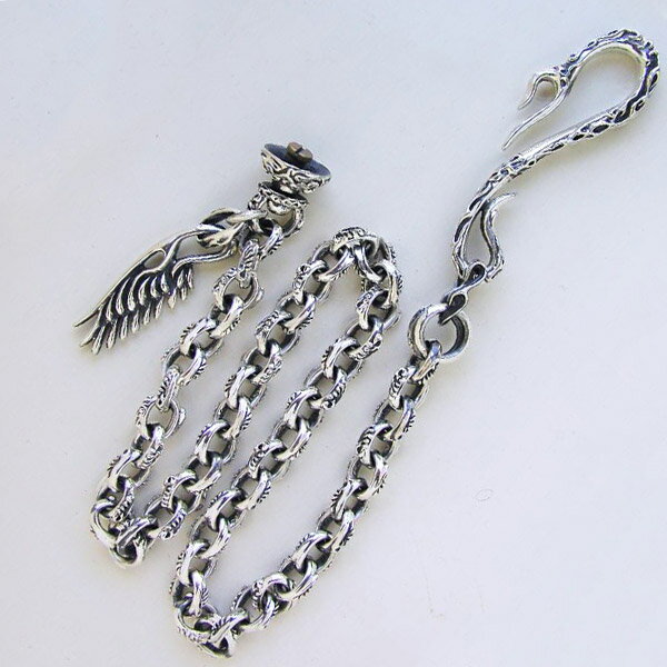 Give Me a Wing ウォレットチェーン 浮き彫り シルバー メンズ 財布 ウォレット ホルダー 鎖 ブランド アクセサリー シルバー925 小物 腰回り ウエスト 翼 羽 ウィング おしゃれ かっこいい ごつめ 男性 彼氏 夫 誕生日 記念日 ギフト プレゼント 人気