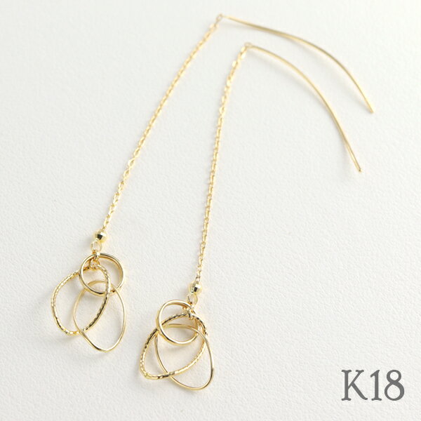 楽天新宿 銀の蔵 シルバーアクセサリーK18 ゴールド 幾何学 アメリカンピアス 2P 両耳用 18金 18k 金 ピアス ゴールドピアス チェーンピアス ロングピアス 揺れる 地金 華やか 豪華 大人 上品 華奢 繊細 きれい 綺麗 レディース 女性 彼女 妻 娘 孫 誕生日 記念日 お祝い プレゼント