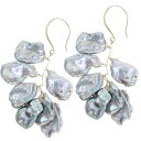 Irise coffret K10 ゴールド パール 真珠 花びら グレー ピアス 2P 両耳用 レディース 10金 10k フック ドロップ 揺れる ぶら下が...