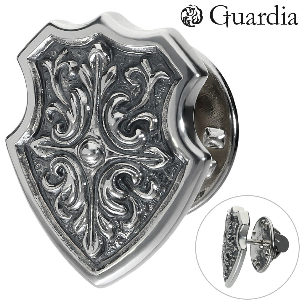 Guardia ガルディア クロス アカンサス ピンブローチ シルバー 盾 エンブレム 紋章 アラベスク 唐草 十字架 ブランド Crossed Acanthu...