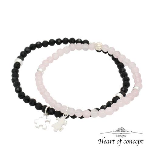 HEART OF CONCEPT シルバー ペアブレスレット パズル ストーンブレスレット 天然石 プレゼント 誕生日 ギフト HCB-113-HCB-114ペアブレス レッド マリン ストーンブレスレット タイガーアイ タイガー ブラック クリスタル ハウライト ペアブレスレット チャーム