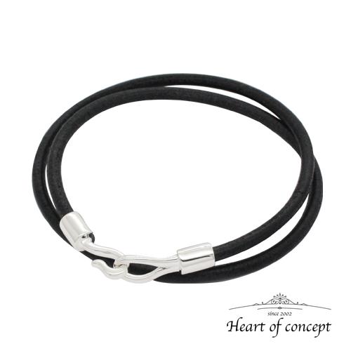HEART OF CONCEPT シルバー ブレスレット レザー ブラック プレゼント 誕生日 ギフト HCB-115BKシルバー 鏡面仕上げ 国産 コントラスト 上品 レザーブレスレット クラシカル ブレスレット ーブレスレット レザーブレス 金具 シルバー925 レザー