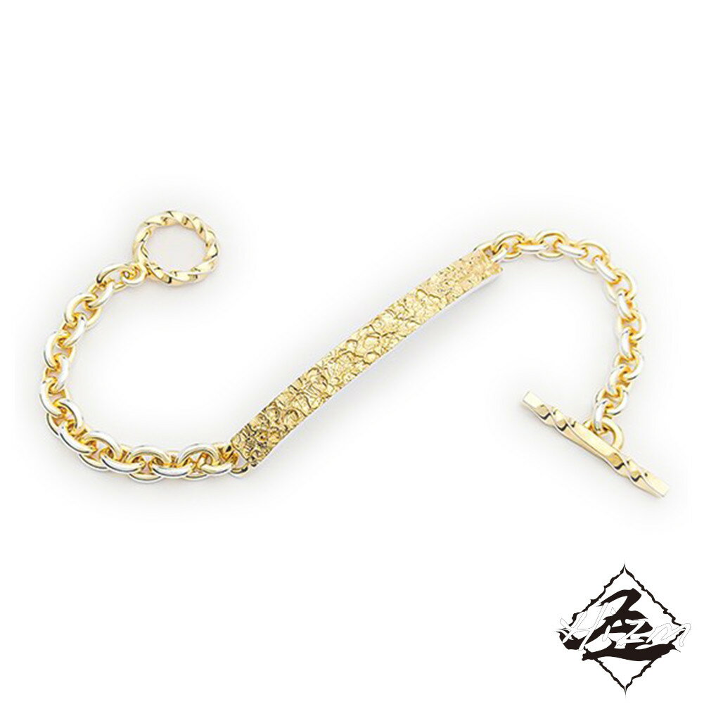 Hizm 腐蝕テクスチャーブレスレット M 24Kコーティング金銀2色仕上げ シルバー925 15-22cm ブレスレット 手首 上品 大人 きれいめ きれい ...