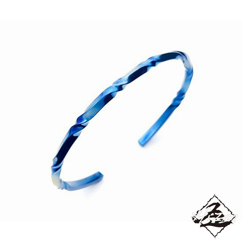 Hizm チタンバングル 流水に空 紺碧 純チタン バングル 15-20cm チタンアクセサリー 腕輪 金属アレルギー アレルギーフリー 上品 きれいめ きれい...